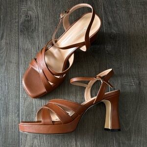 Women's Brown Matte Platform Chunky Block Heels Size 8 New No Box